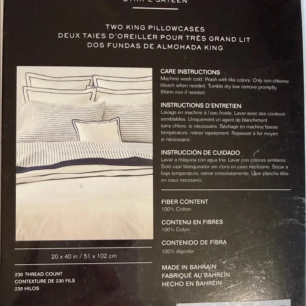 Ralph Lauren Spencer stripe KING White and Gray Striped Pillowcases